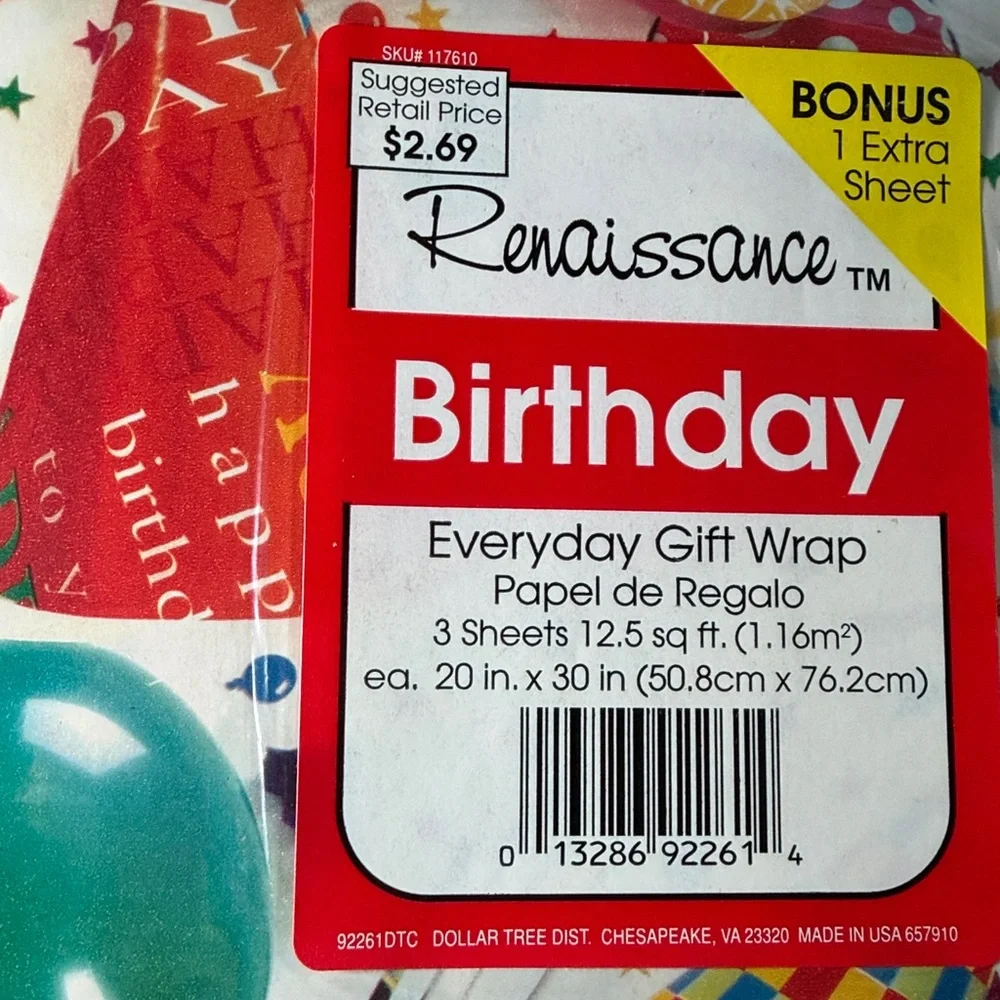 5/$25 VINTAGE Birthday Wrapping Paper Party Hats